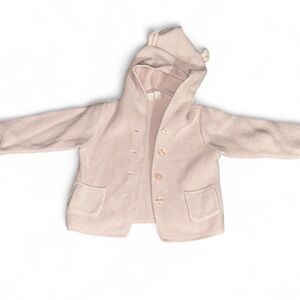 Baby Gap First Favorites Pink Brannan Bear Hooded Garter Knit Cardigan 18-24M